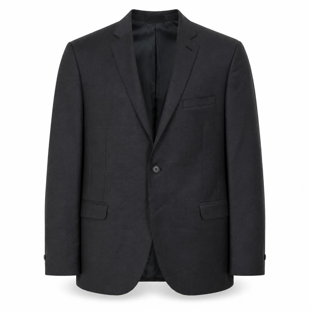 Mens 46 Chest Regular Moss London Black Two-Button Blazer