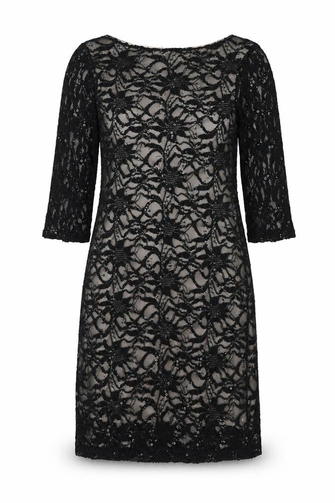 Evie Women's Black Lace Knee-Length Sheath Dress