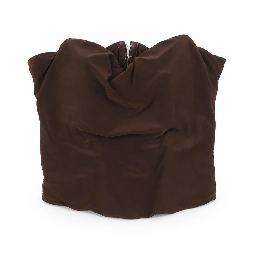 Front view of ASOS DESIGN Women’s Brown Strapless Blouse, size UK 12