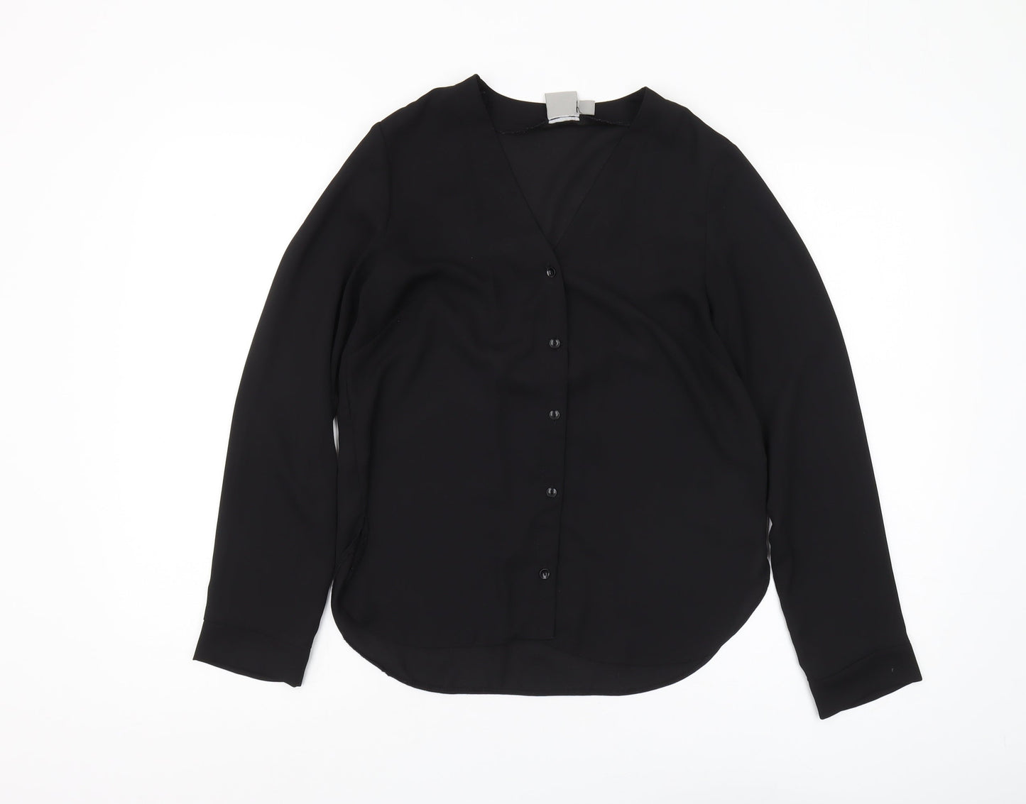 ASOS Women's Black V-Neck Blouse Size 6 Long Sleeve