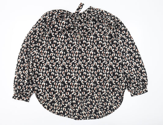 JACHS Girlfriend Women's Black XL Animal Print Blouse
