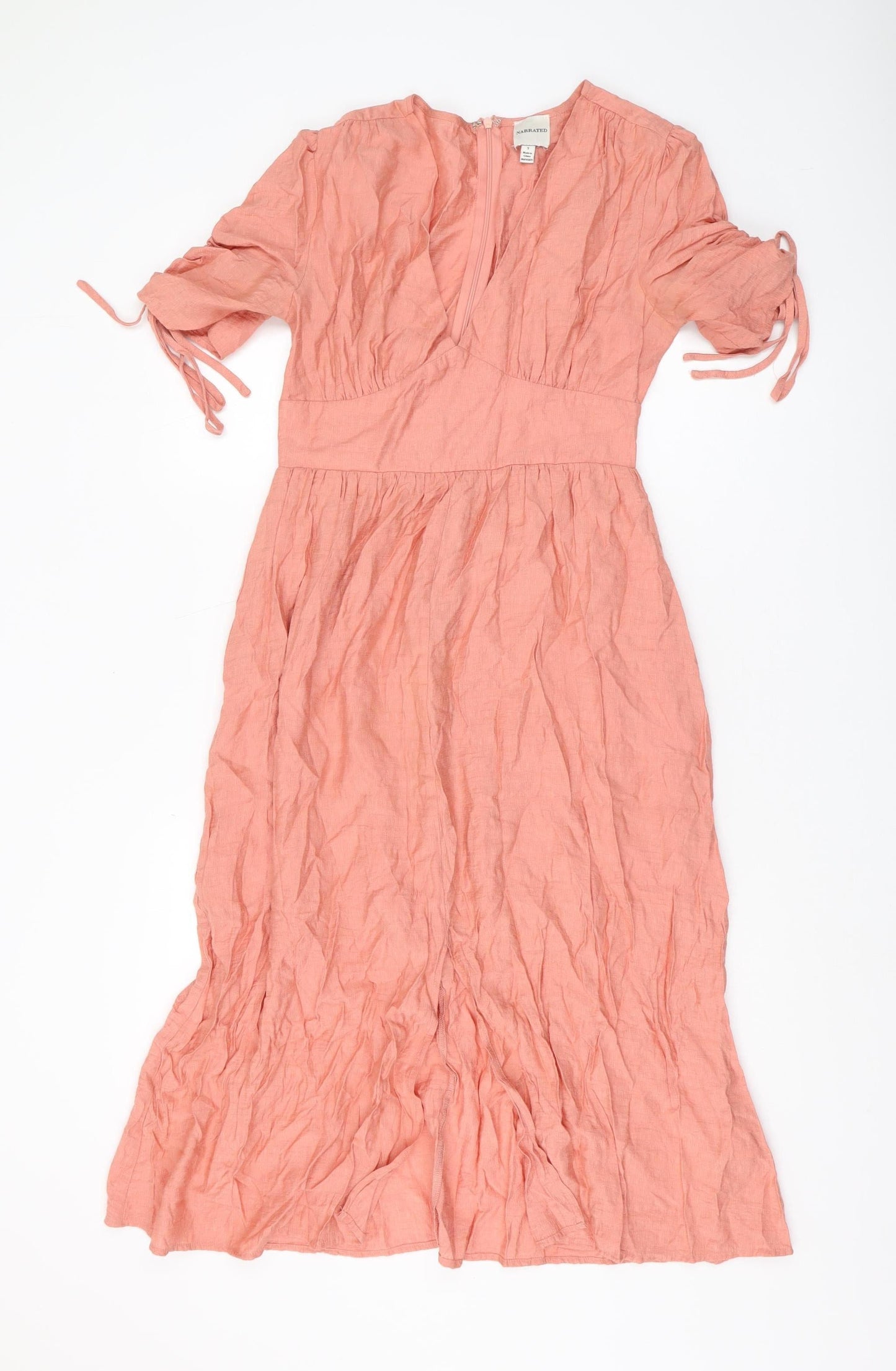 Narrated Women's Pink Flutter Sleeve Wrap Dress