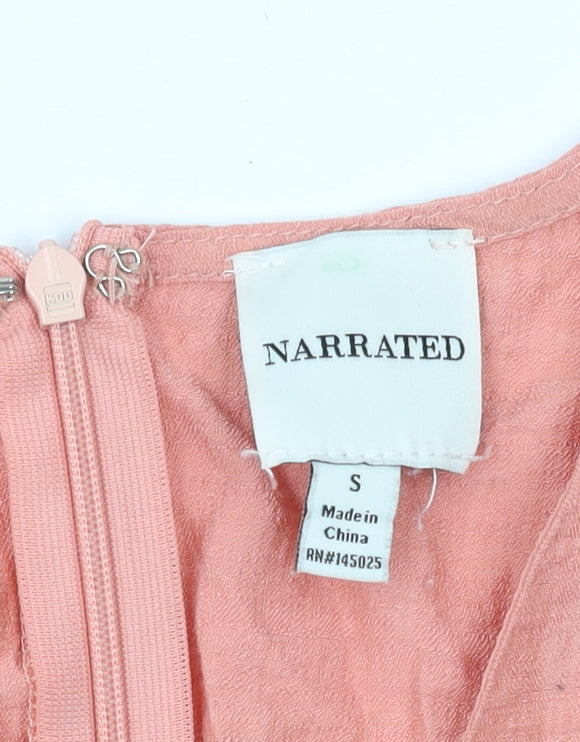 Narrated Women's Pink Flutter Sleeve Wrap Dress
