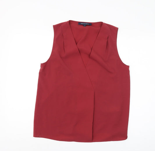 French Connection Women's Red Wrap Blouse L
