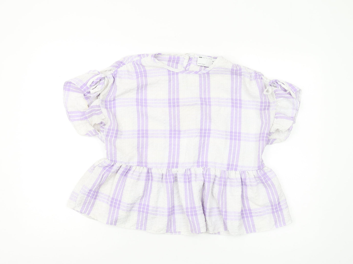 ASOS DESIGN Women's Multicoloured Plaid Cropped Blouse Size 12