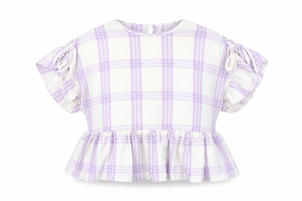 Front view of ASOS DESIGN Women's Multicoloured Plaid Cropped Blouse, size 12