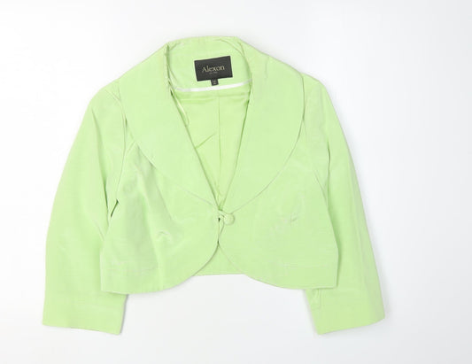 Alexon Women's Green Cropped Blazer, Size 12, Shawl Collar