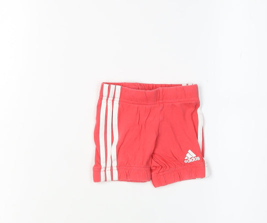 Adidas Red Unisex Baby Shorts 3-6m Elastic Waist Sports