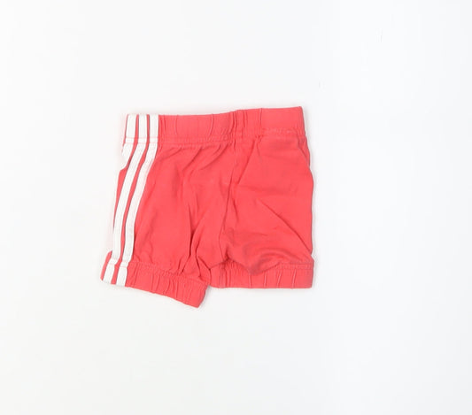 Adidas Red Unisex Baby Shorts 3-6m Elastic Waist Sports