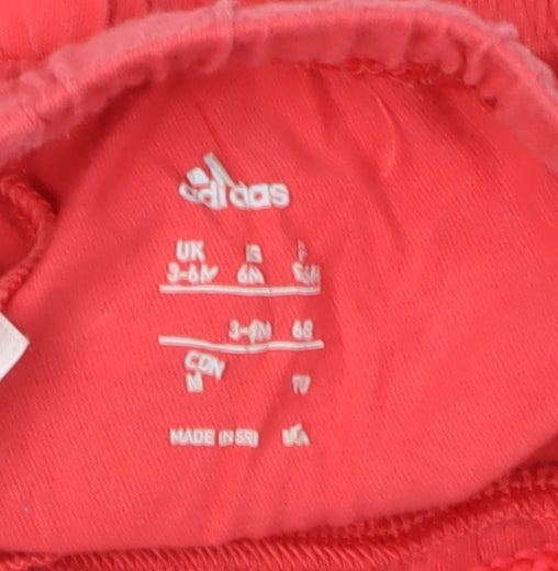 Adidas Red Unisex Baby Shorts 3-6m Elastic Waist Sports