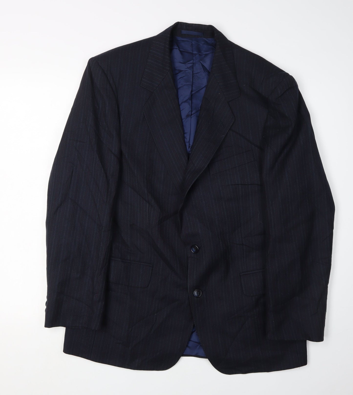 Magee Men's Blue Striped Blazer 40 Single-Breasted