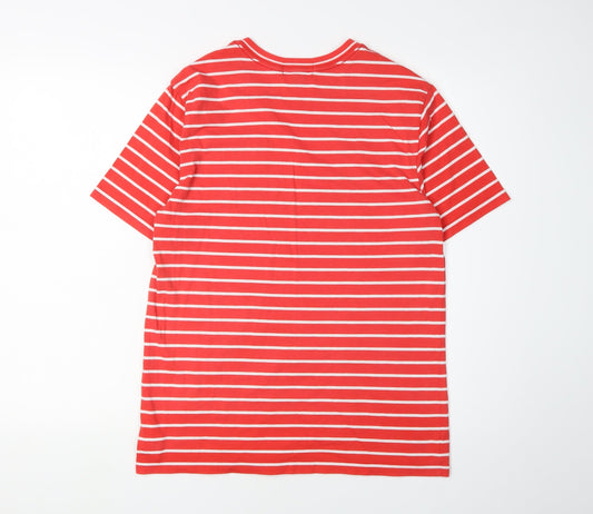 Polo Ralph Lauren Unisex Red Striped Tee - L, V-Neck Casual