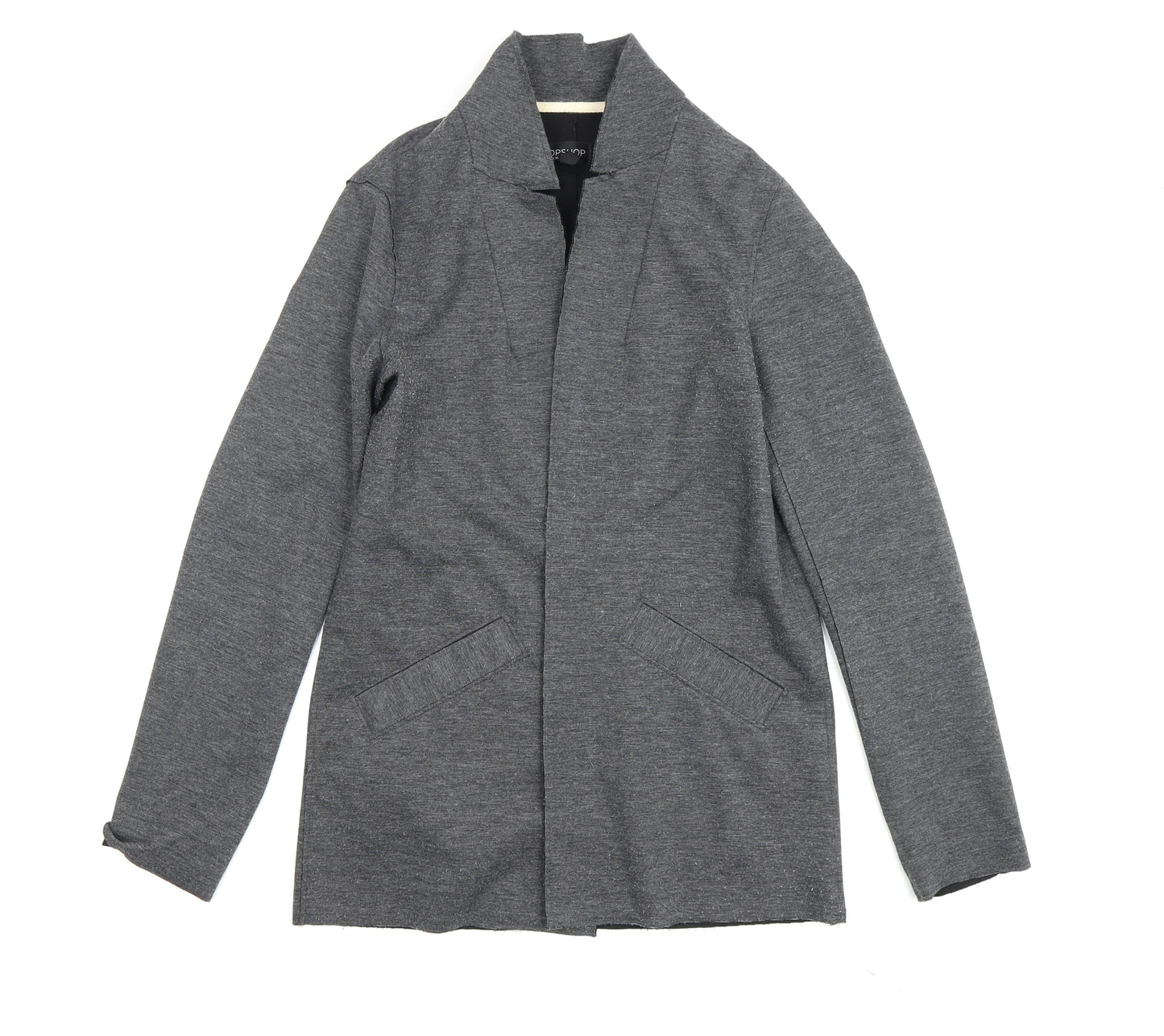 Topshop Women's Grey Mid-Length Jacket, Size 8
