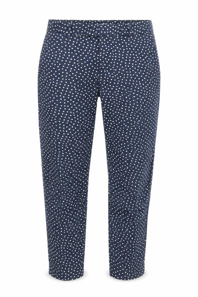 Front view of Guess Women's Blue Polka Dot Cropped Trousers, size S