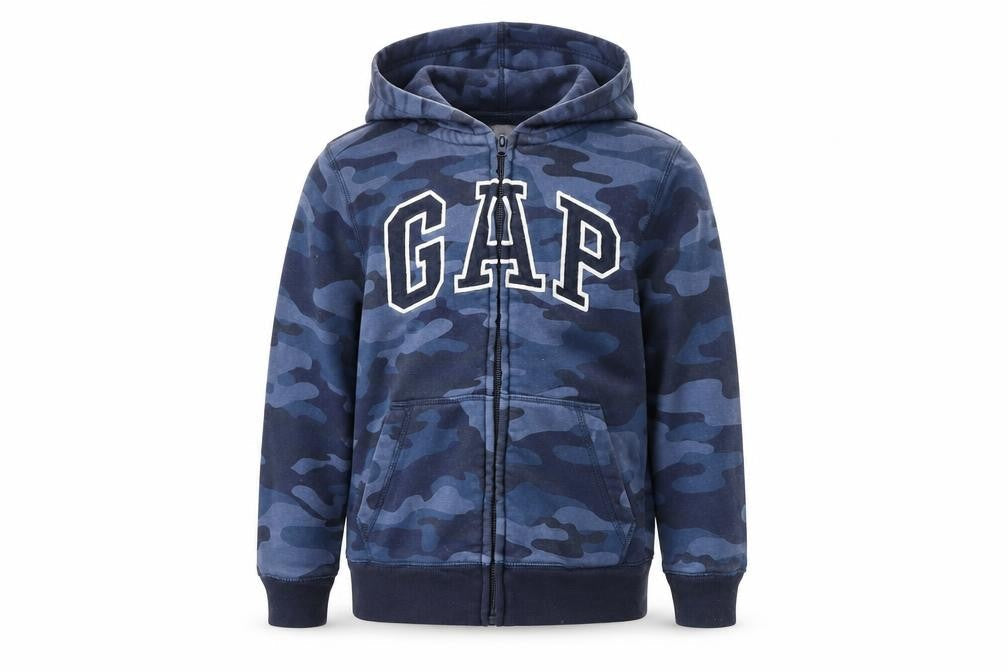 Gap Boys Blue Camouflage Full Zip Hoodie, Size S