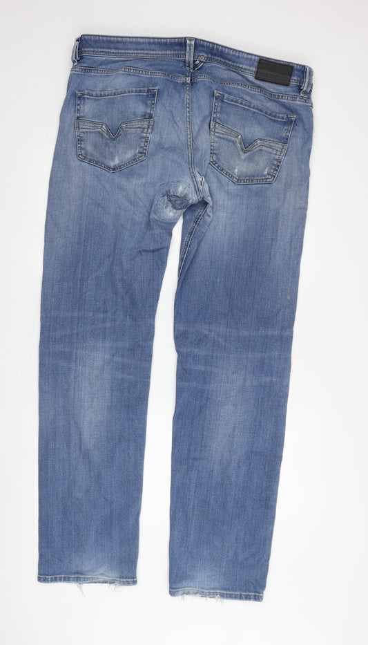 Diesel Men's Blue Straight Jeans Size 38 Larkee Medium Wash