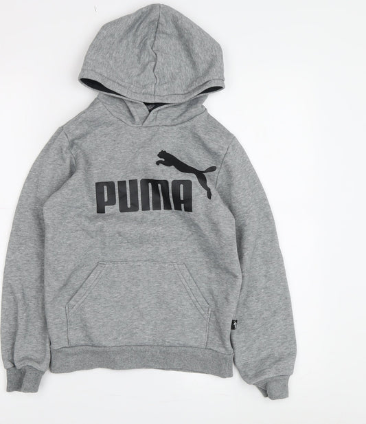 Puma Boys Grey Logo Hoodie, 9-10 Years, Pullover