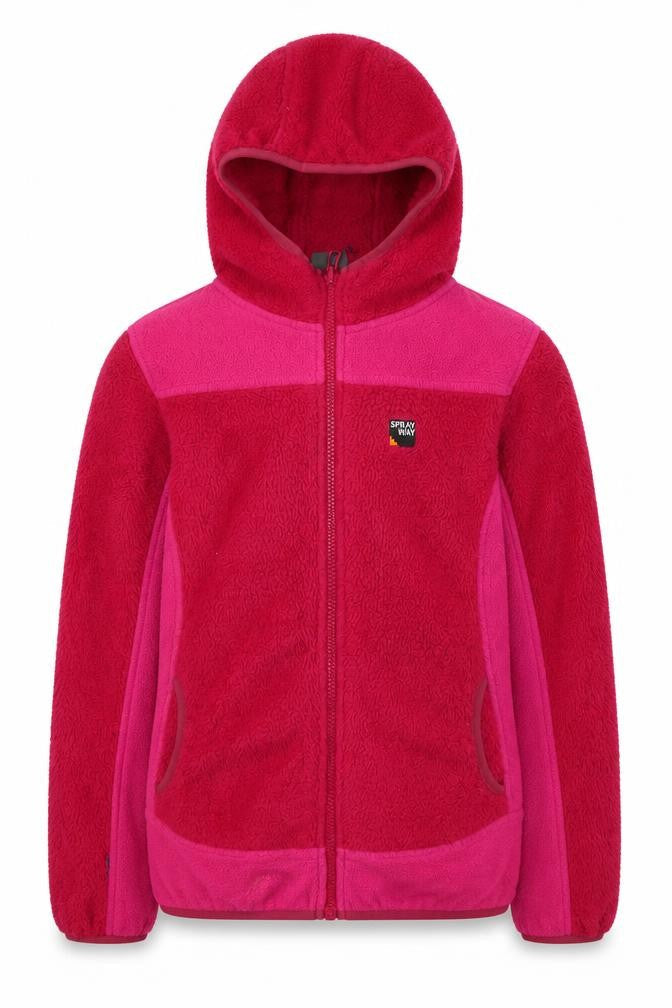 Front view of Sprayway girls’ pink hooded puffer jacket, size 12-13