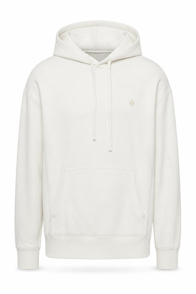 Front view of GANT Men's XL Ivory Pullover Hoodie with Pocket