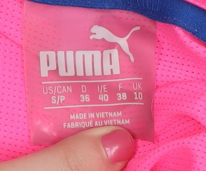 Puma Women's Pink Blue V-Neck Active T-Shirt - Size 10