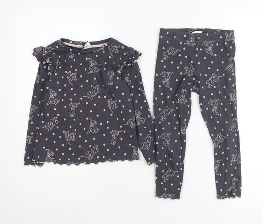 Disney 101 Dalmatians Girls Black Pyjama Set 3-4 Years