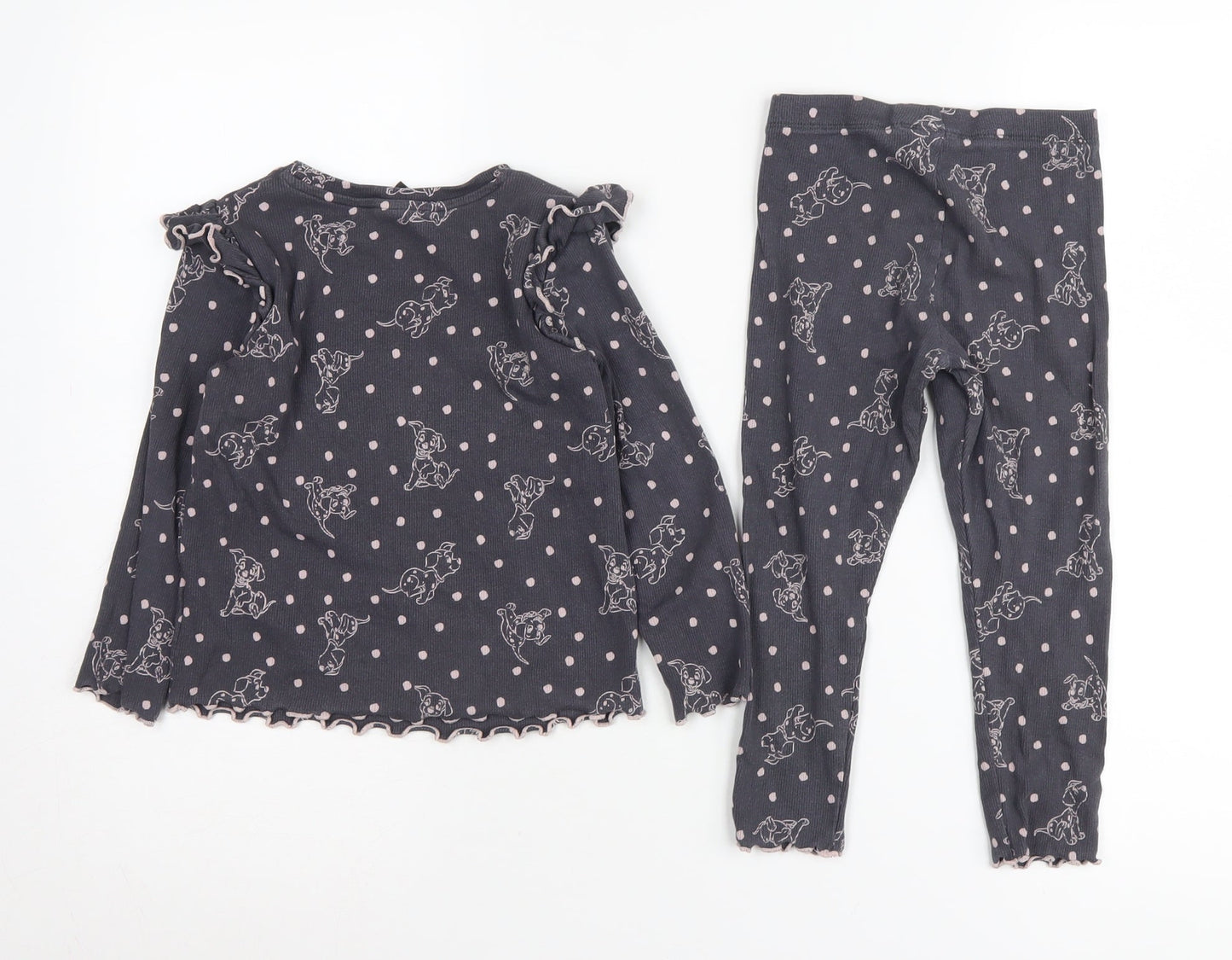 Disney 101 Dalmatians Girls Black Pyjama Set 3-4 Years