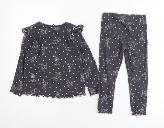 Disney 101 Dalmatians Girls Black Pyjama Set 3-4 Years