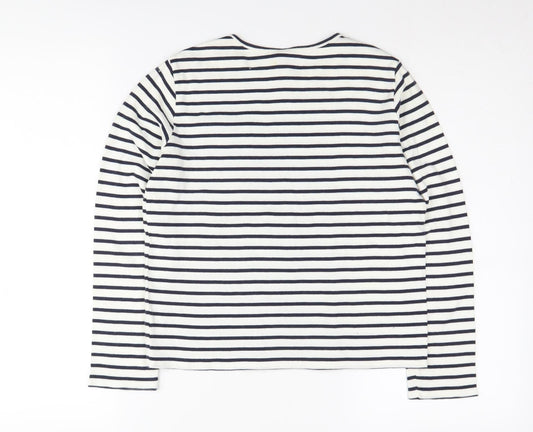 Gap Boys White Striped Long Sleeve Cotton T-Shirt XL