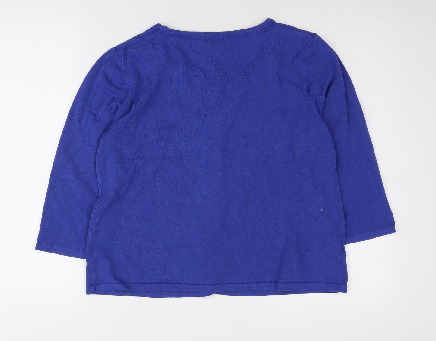 CC Women's Blue Petite Beaded Cardigan L