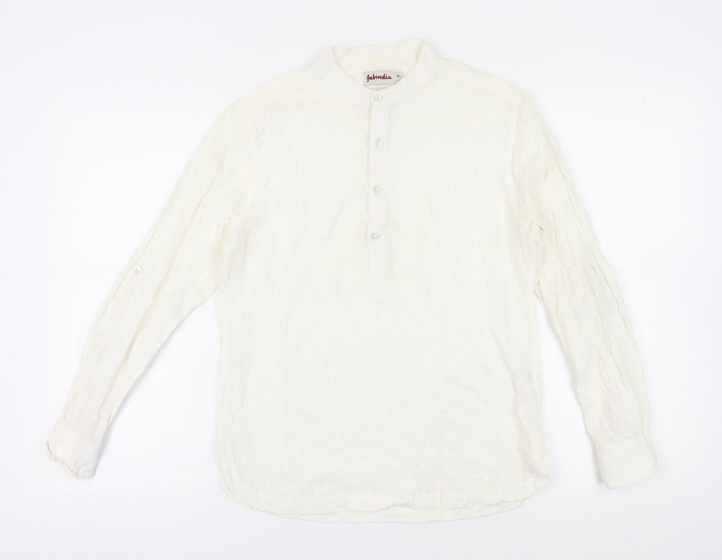 Fabindia Women's White Slim Fit Blouse, Size 8