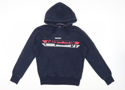 Superdry Men's Blue S Pullover Hoodie, Logo Accent