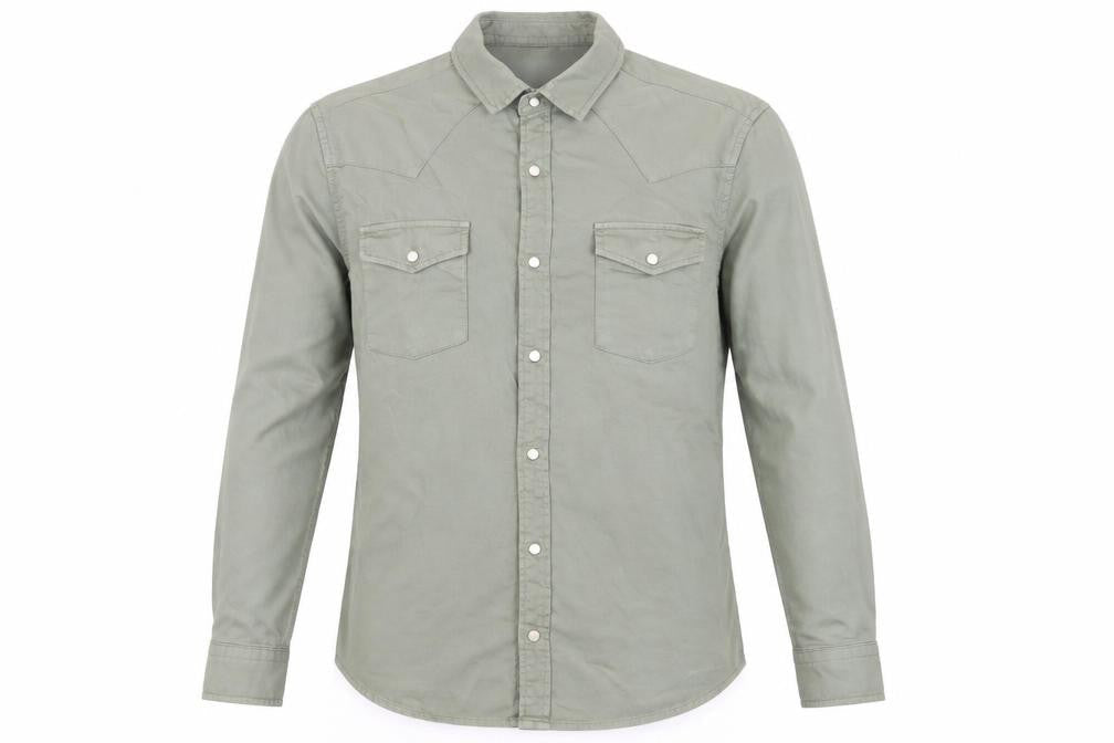 Front view of ASOS DESIGN Men's Green Long Sleeve Shirt