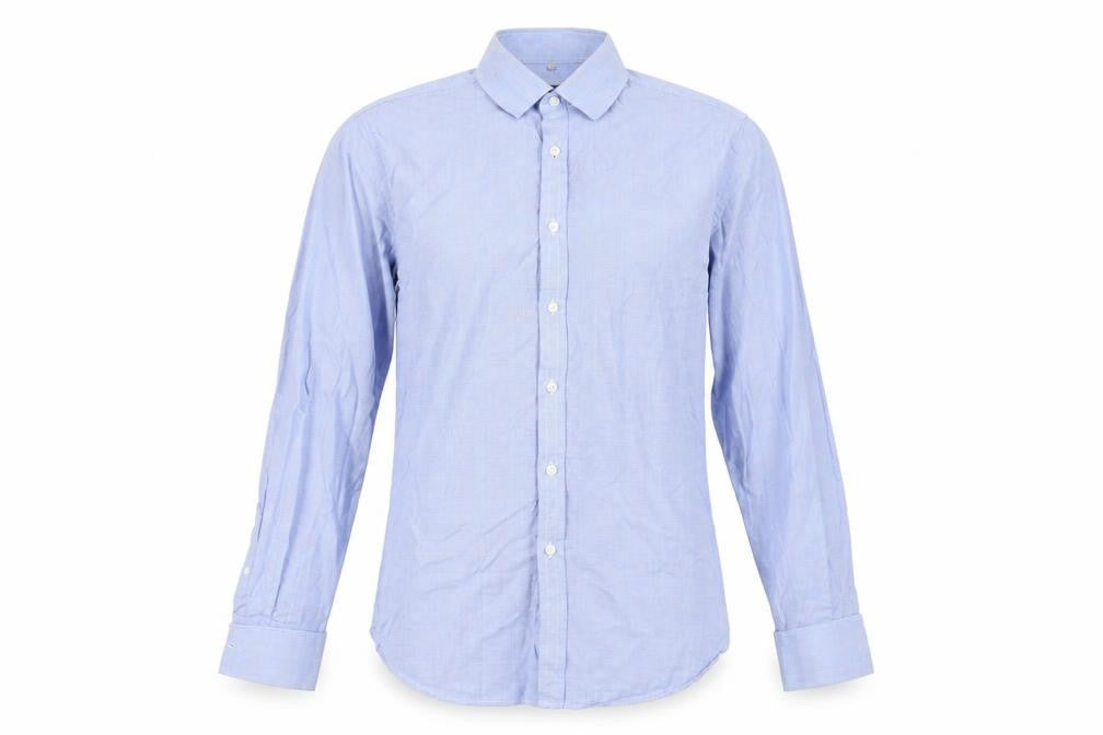 Front view of Hammond & Co. Men's Blue Check Dress Shirt 16 Regular