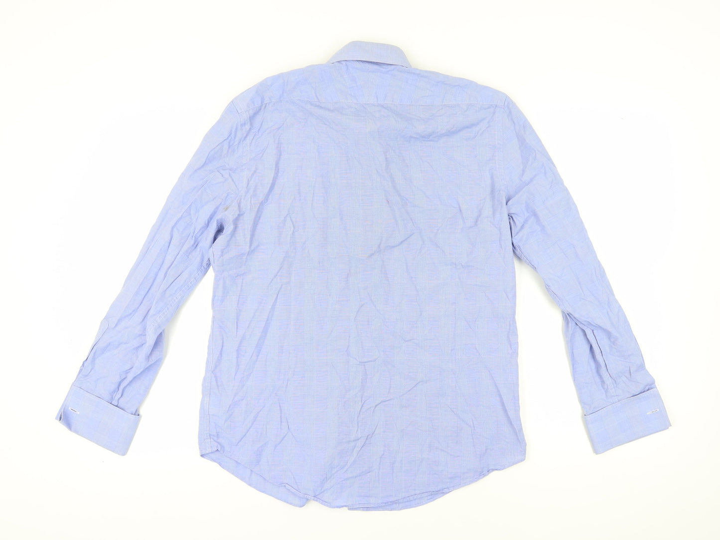 Hammond & Co. Men's Blue Check Dress Shirt 16 Regular