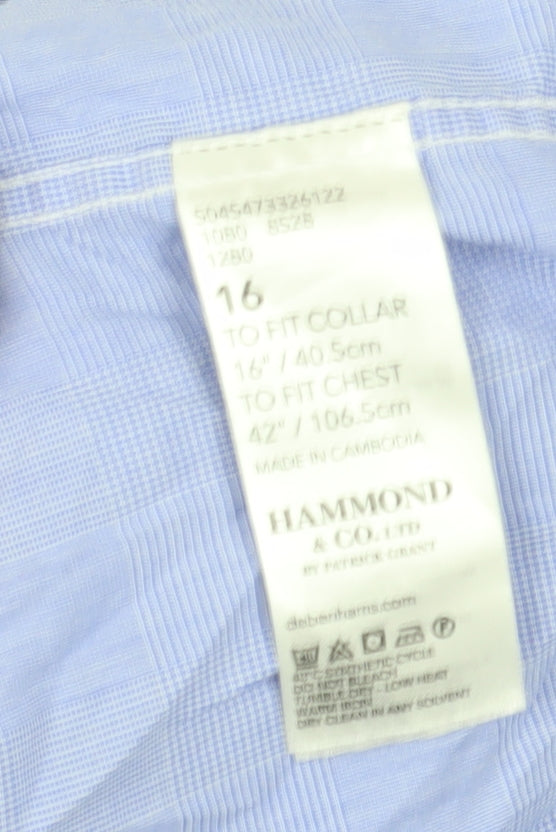 Hammond & Co. Men's Blue Check Dress Shirt 16 Regular