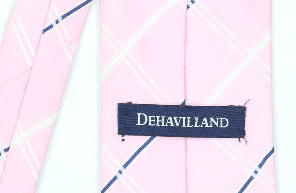 Dehavilland Pink Checked Men's Tie, One Size