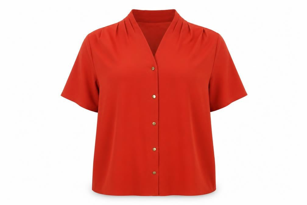Womens UK Size 16 Eastex Red Polyester Button-Up