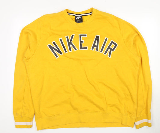 Nike Men's Yellow Graphic Pullover Sweatshirt L