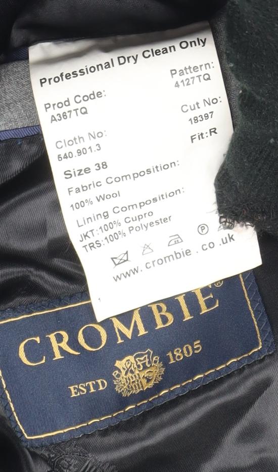 Crombie Men's Grey Blazer Size 38 Regular Wool