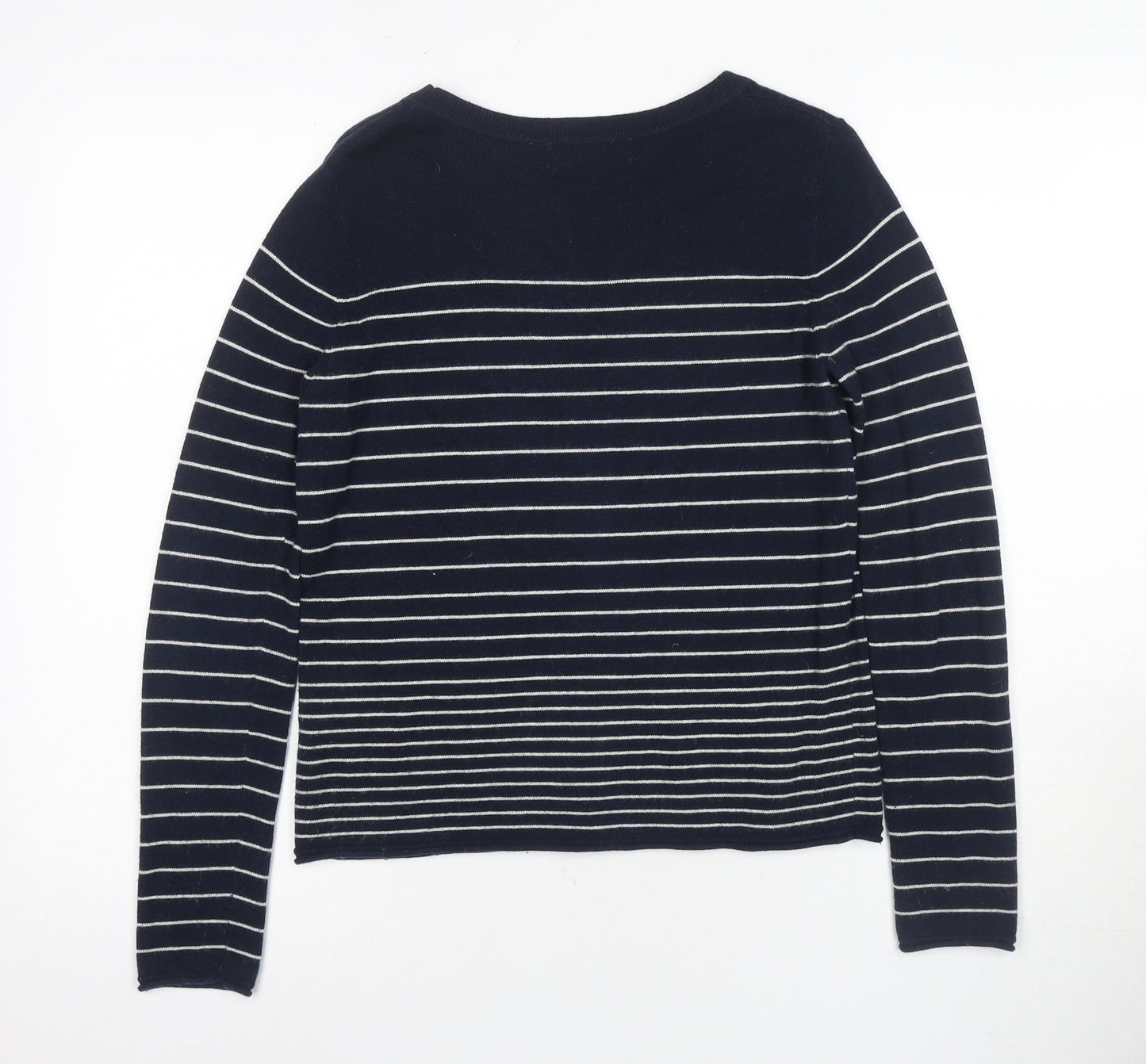 White Label Women's Blue Striped Crew Neck Jumper Size 8