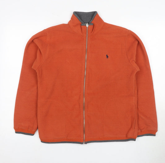 Polo Men's Orange XXL Fleece Jacket - Full Zip, Logo