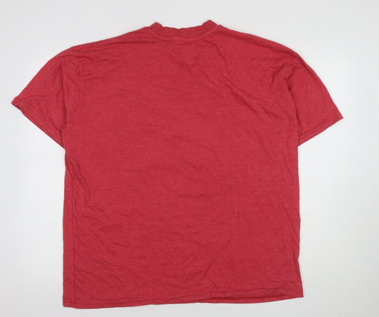 boohooMAN Men's Red Graphic T-Shirt L Regular Fit