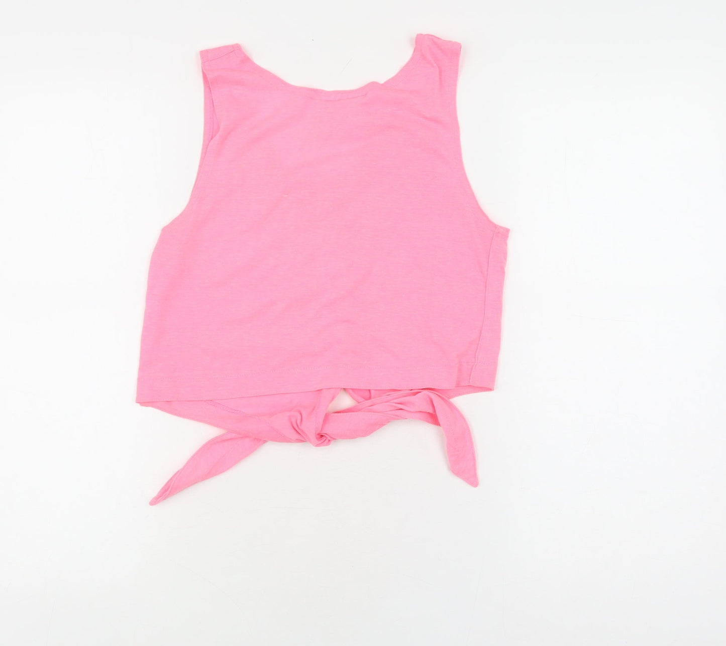 Candy Floss Girls Pink Cropped Tank Top, XS, Button Details