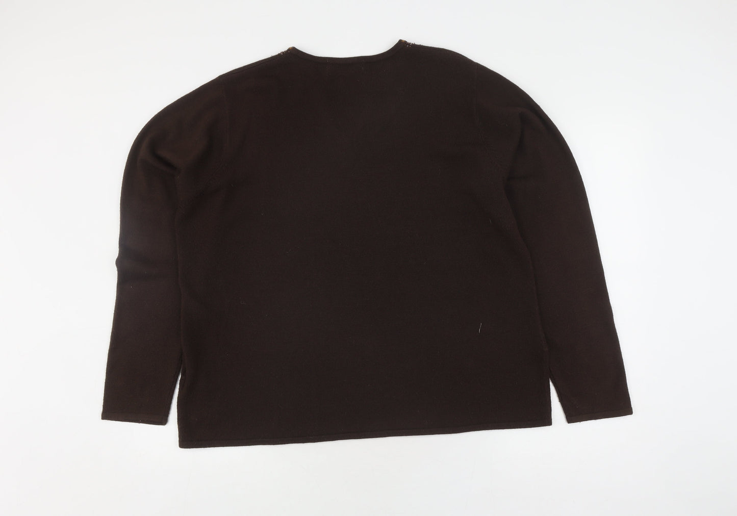 Style by EWM Women's Brown V-Neck Jumper Size 22/24