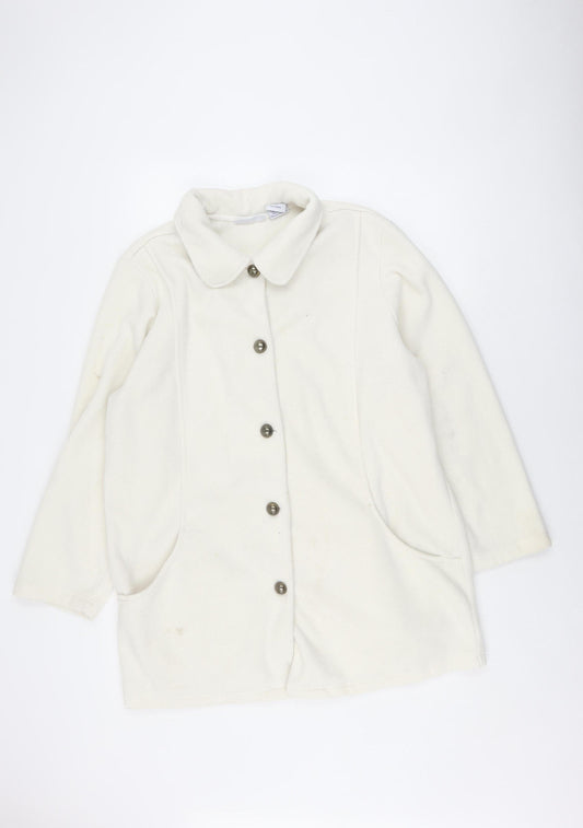 Blair Women's Ivory Fleece Jacket Large, Buttoned