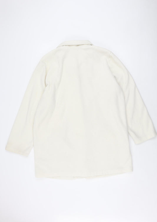 Blair Women's Ivory Fleece Jacket Large, Buttoned