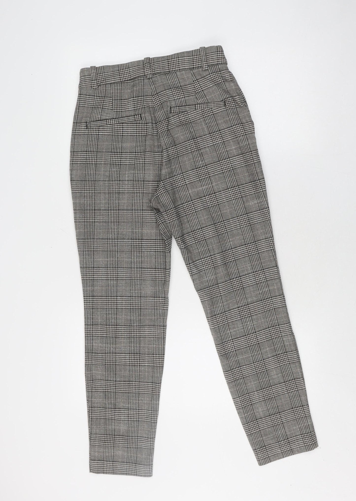 H&M Women's Grey Cropped Trousers Size 8 Plaid