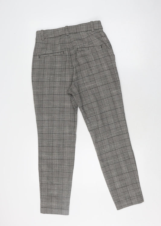 H&M Women's Grey Cropped Trousers Size 8 Plaid