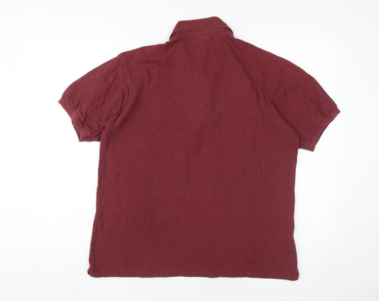 Lacoste Men's Red Polo Shirt - Medium, Collared, Logo