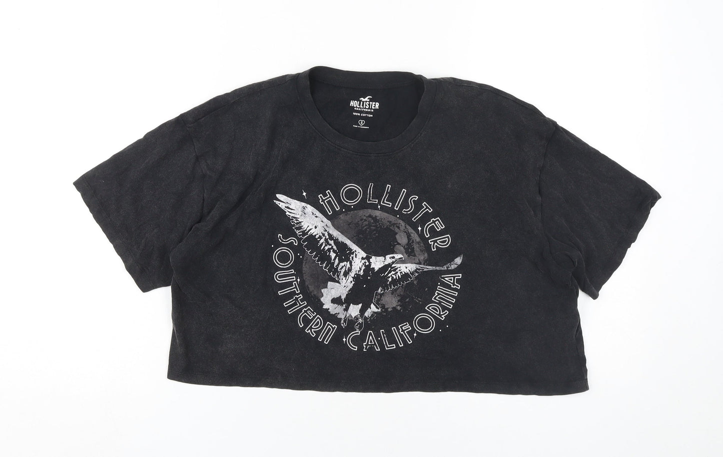 Hollister Women’s Black Cropped T-Shirt, Size S, Casual
